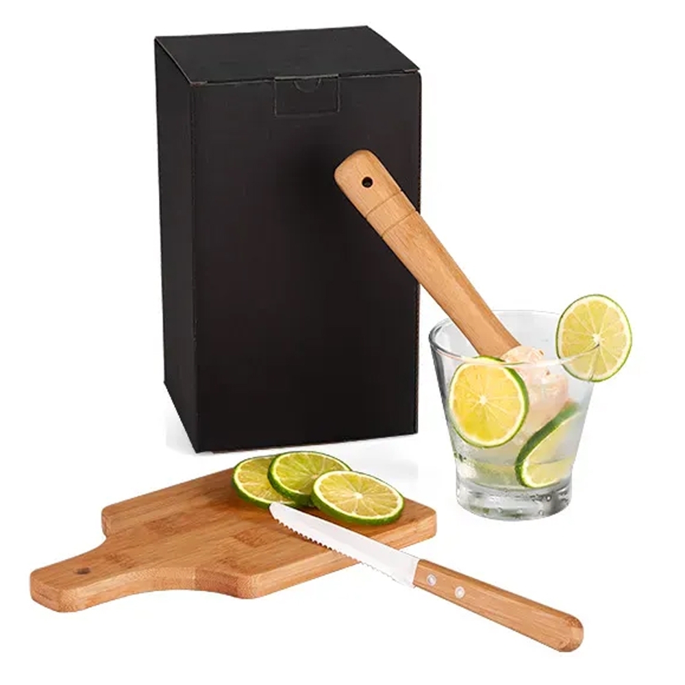 KIT PARA CAIPIRINHA EM BAMBU IBIZA - 0,35 L - 4 PÇS