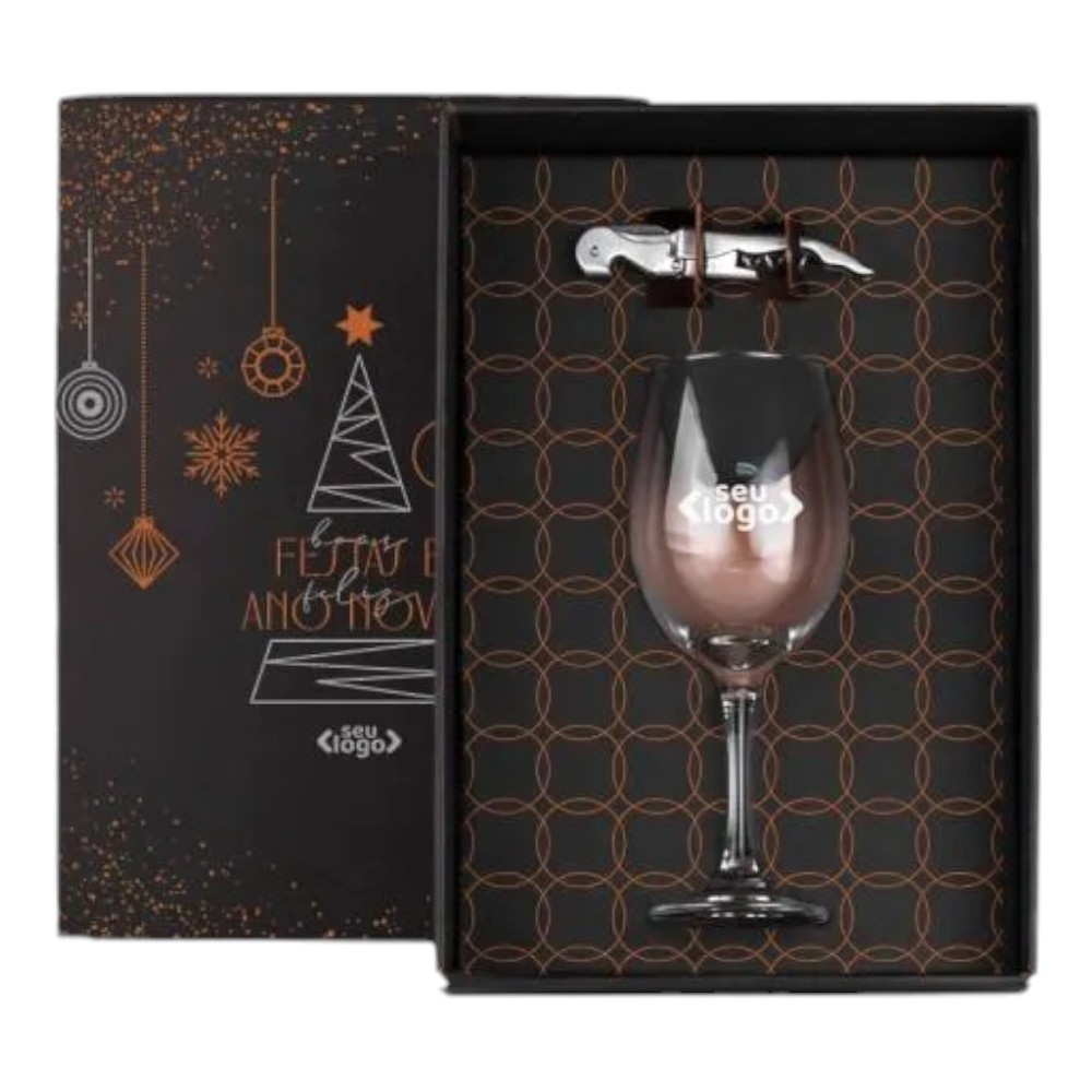 Kit Vinho com Abridor  - 2 Peças | Brinde de Final de Ano Personalizado-*9044J